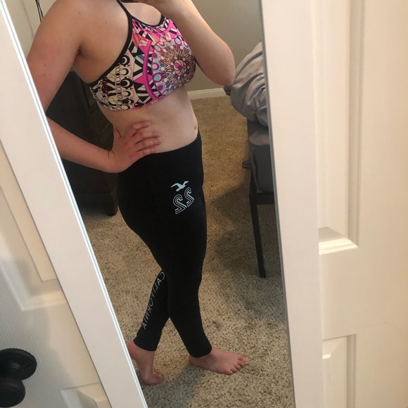 Black Hollister Logo Leggings Size Medium - Picture 1 of 6